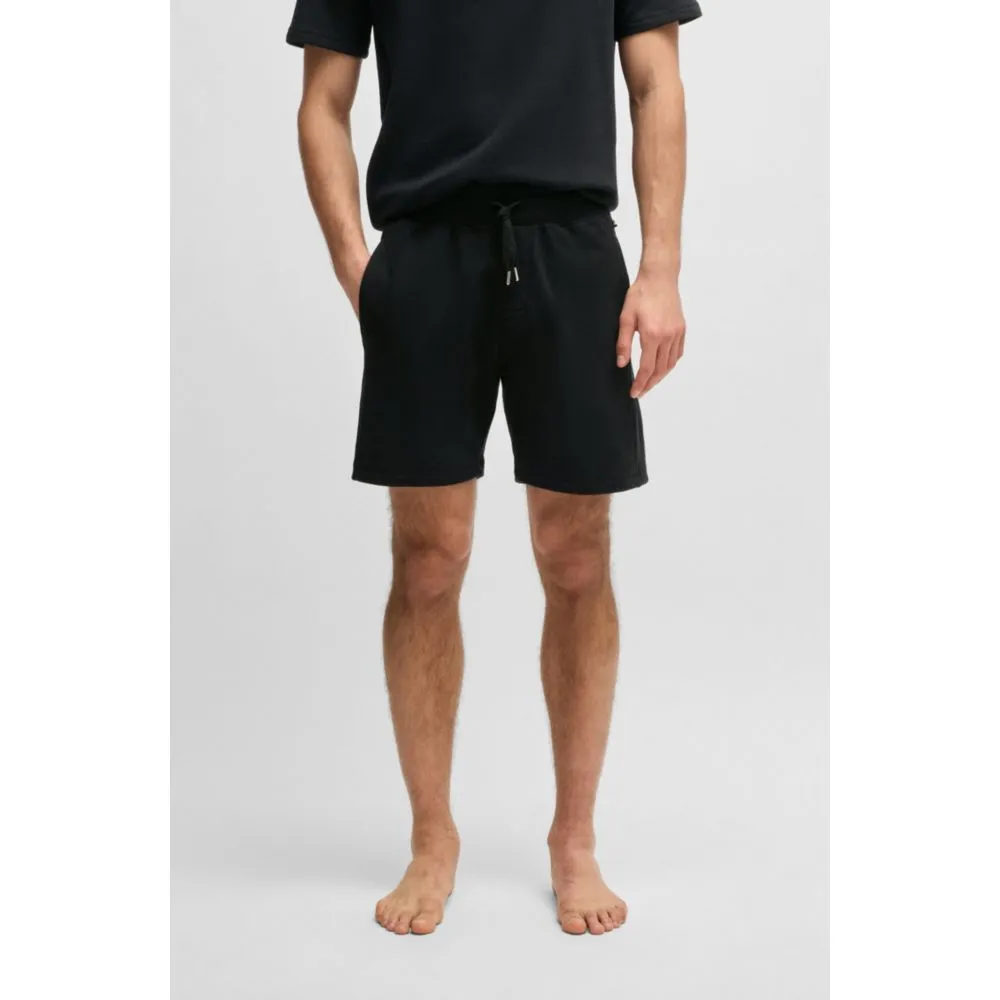 Cotton-terry shorts with outline logo embroidery