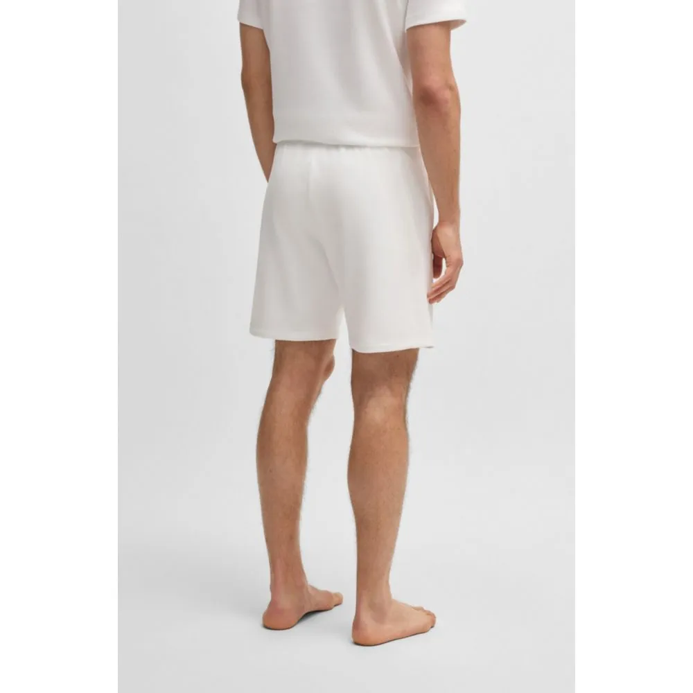 Cotton-terry shorts with outline logo embroidery