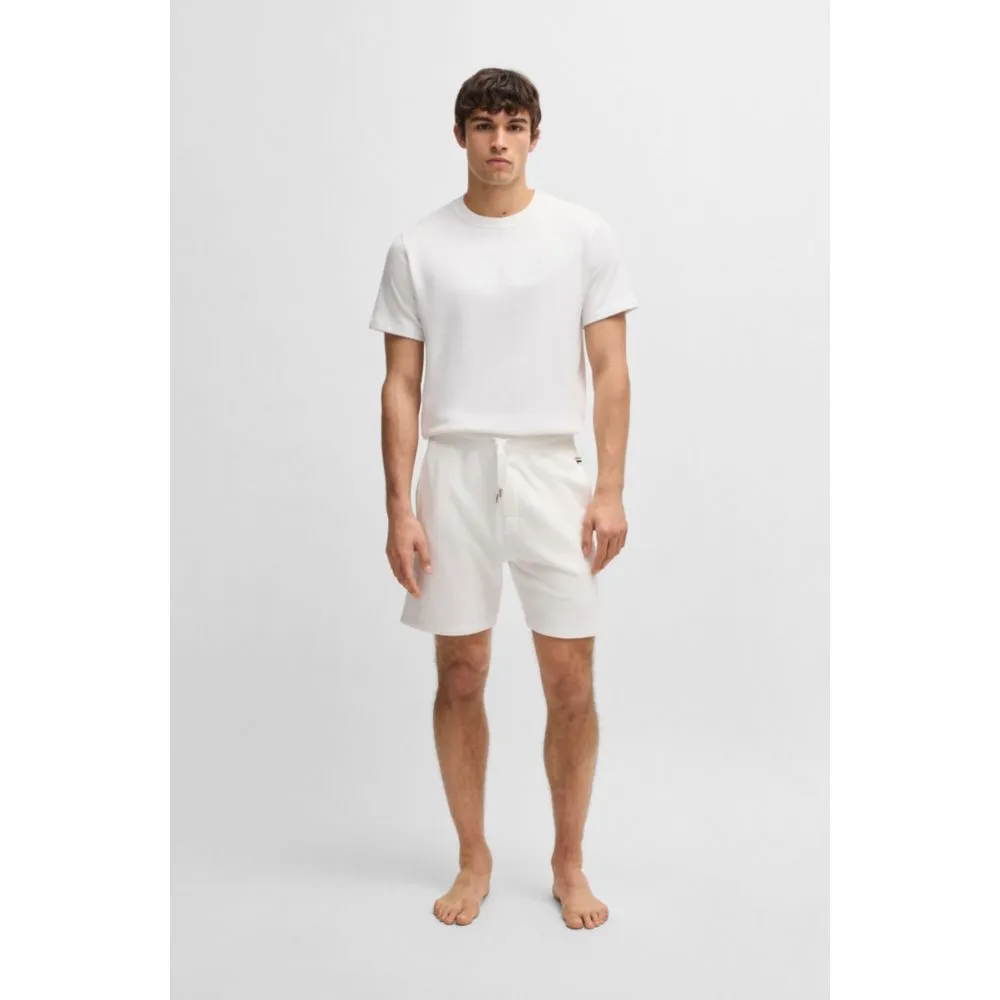 Cotton-terry shorts with outline logo embroidery