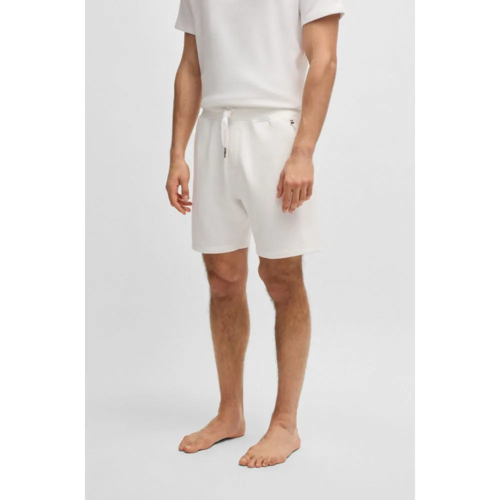Cotton-terry shorts with outline logo embroidery