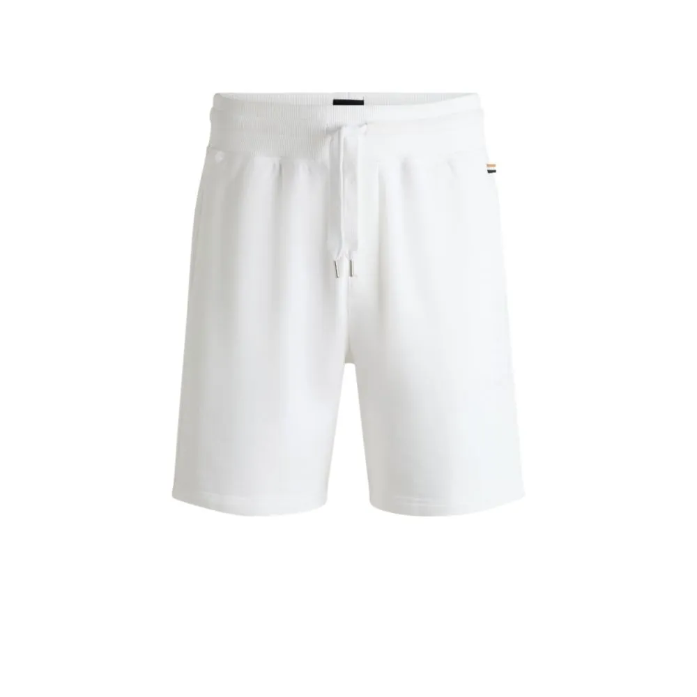 Cotton-terry shorts with outline logo embroidery