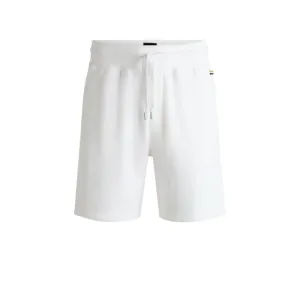 Cotton-terry shorts with outline logo embroidery