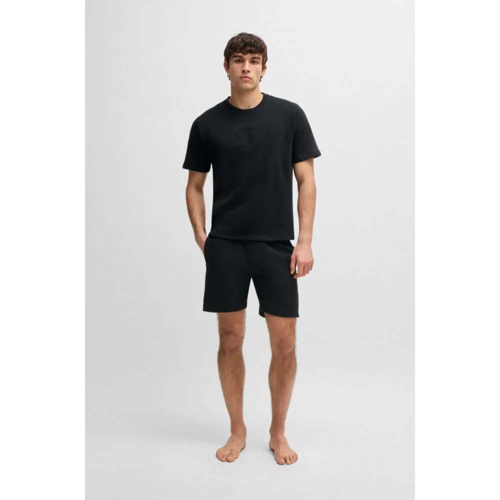 Cotton-terry shorts with outline logo embroidery
