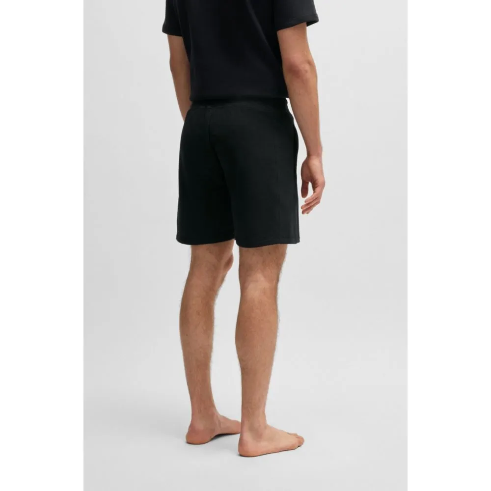 Cotton-terry shorts with outline logo embroidery