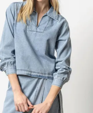 Denim Collared Shirt In Light Wash