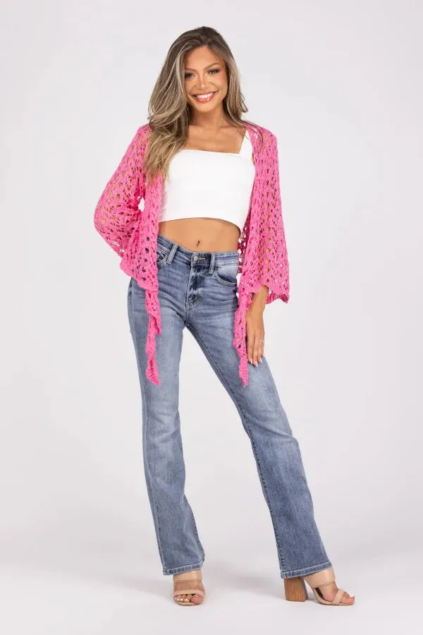 Desert Dance Women's Open Knit Front Tie Cardigan