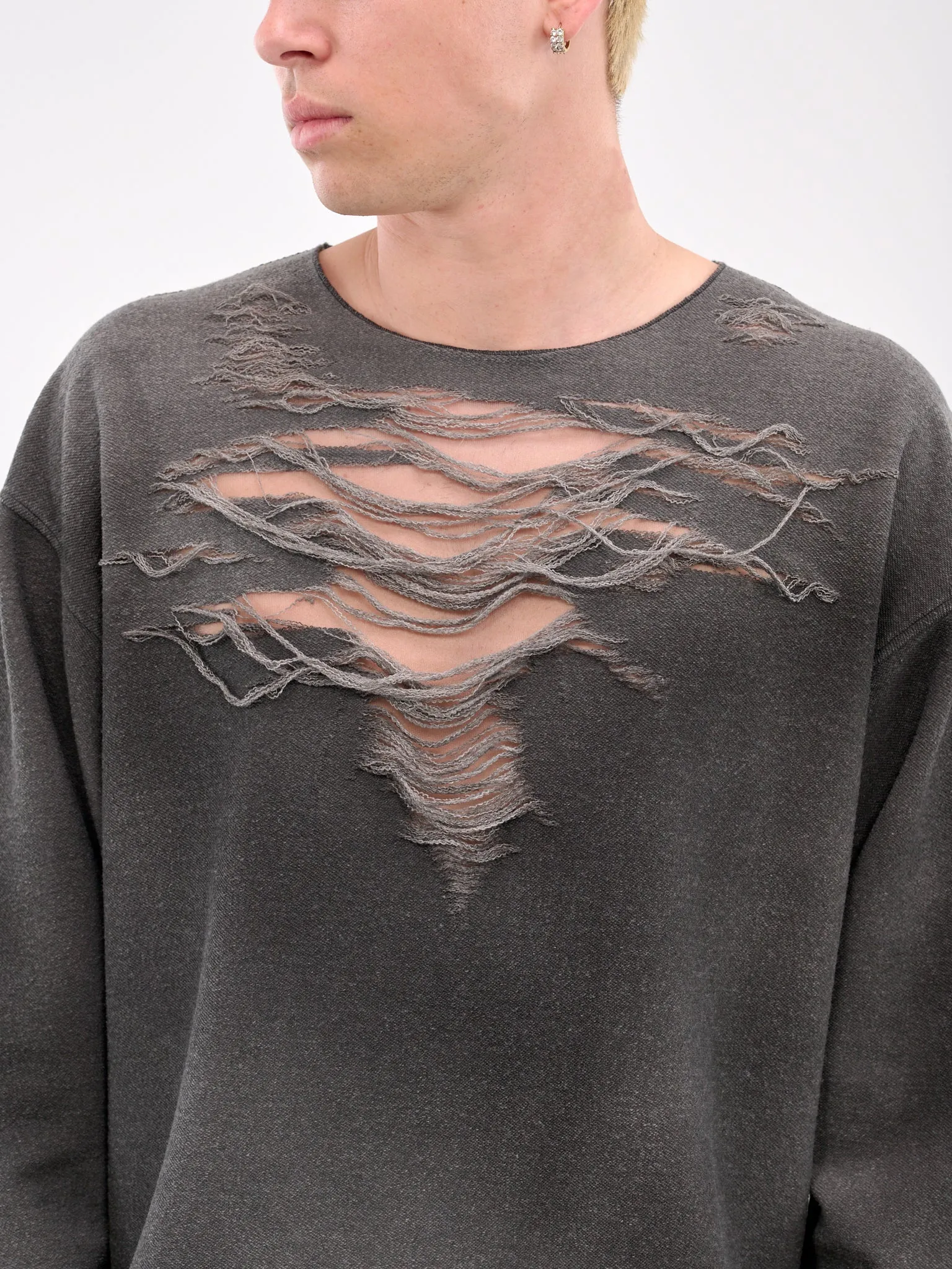 Distressed & Faded Crewneck (A18216-0PLAI-GREY)
