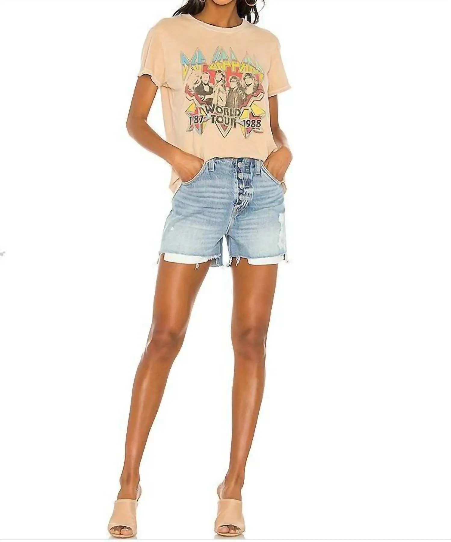 Distressed In Ritual Wash Sloane Step Hem Shorts In Ritual Blue