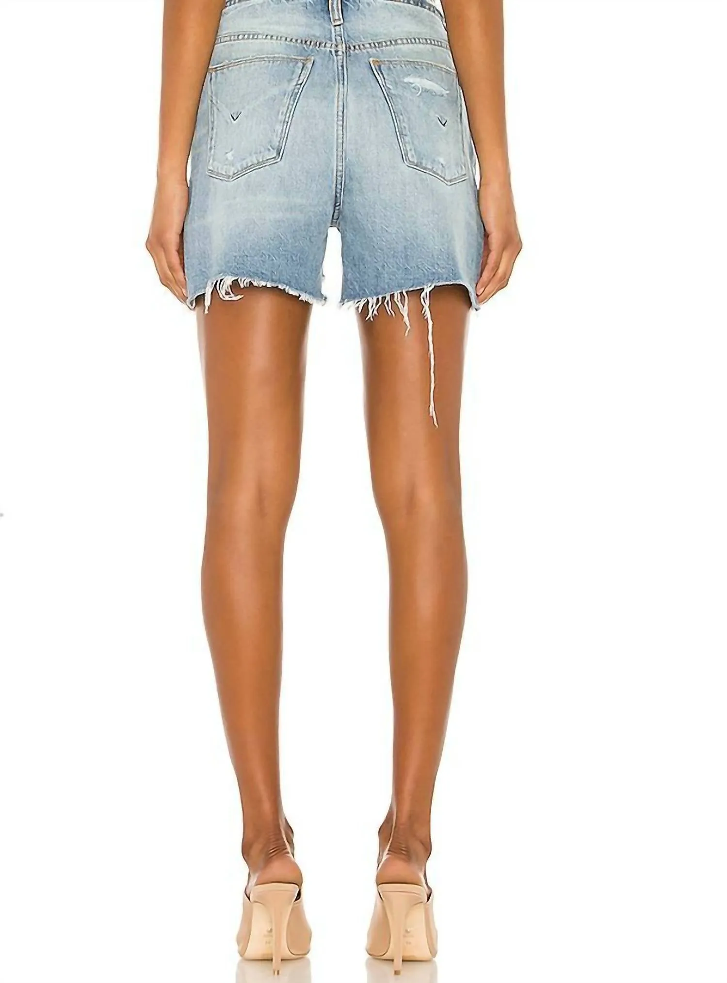 Distressed In Ritual Wash Sloane Step Hem Shorts In Ritual Blue