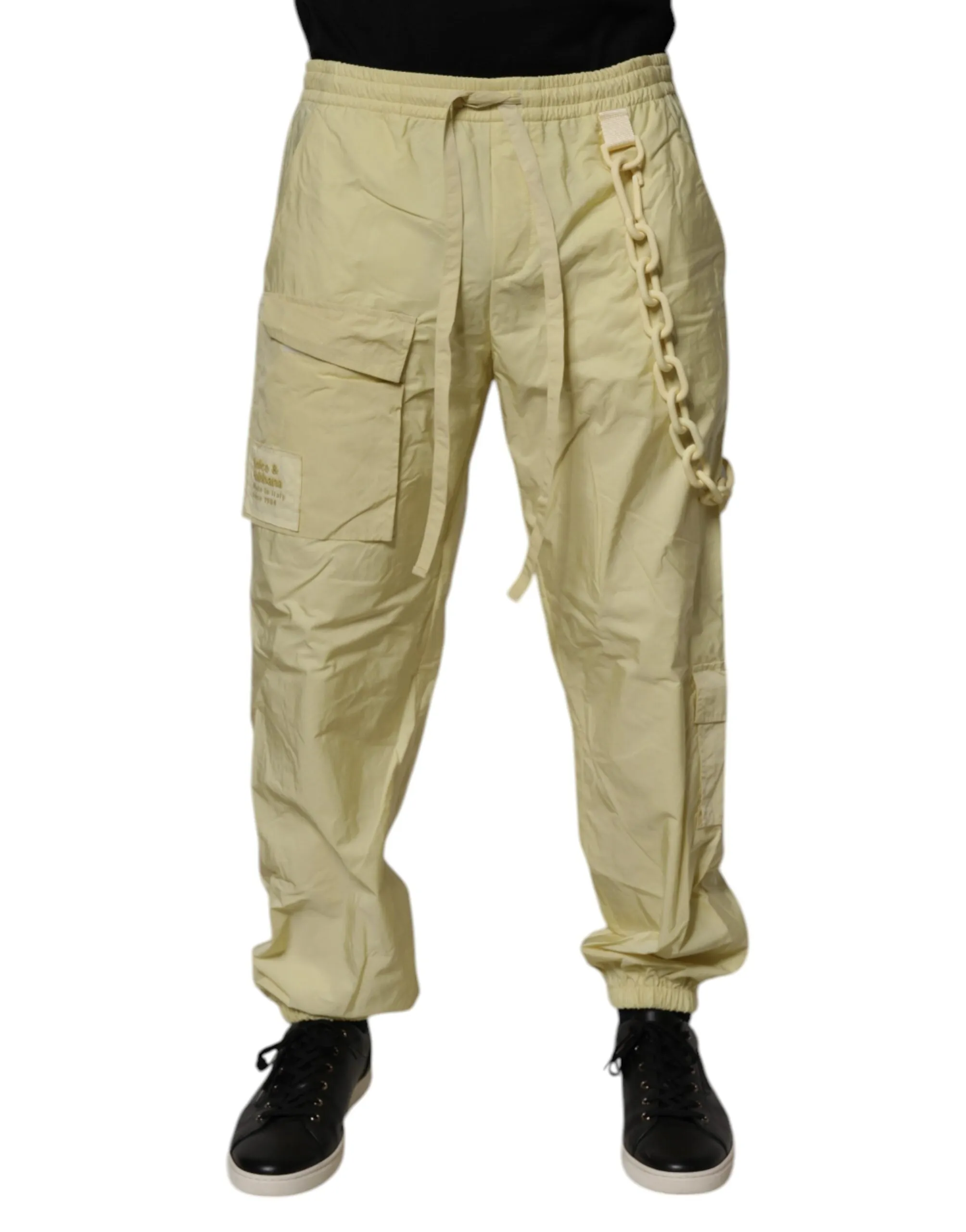 Dolce & Gabbana Nylon Cargo Chain Men Jogger Men's Pants