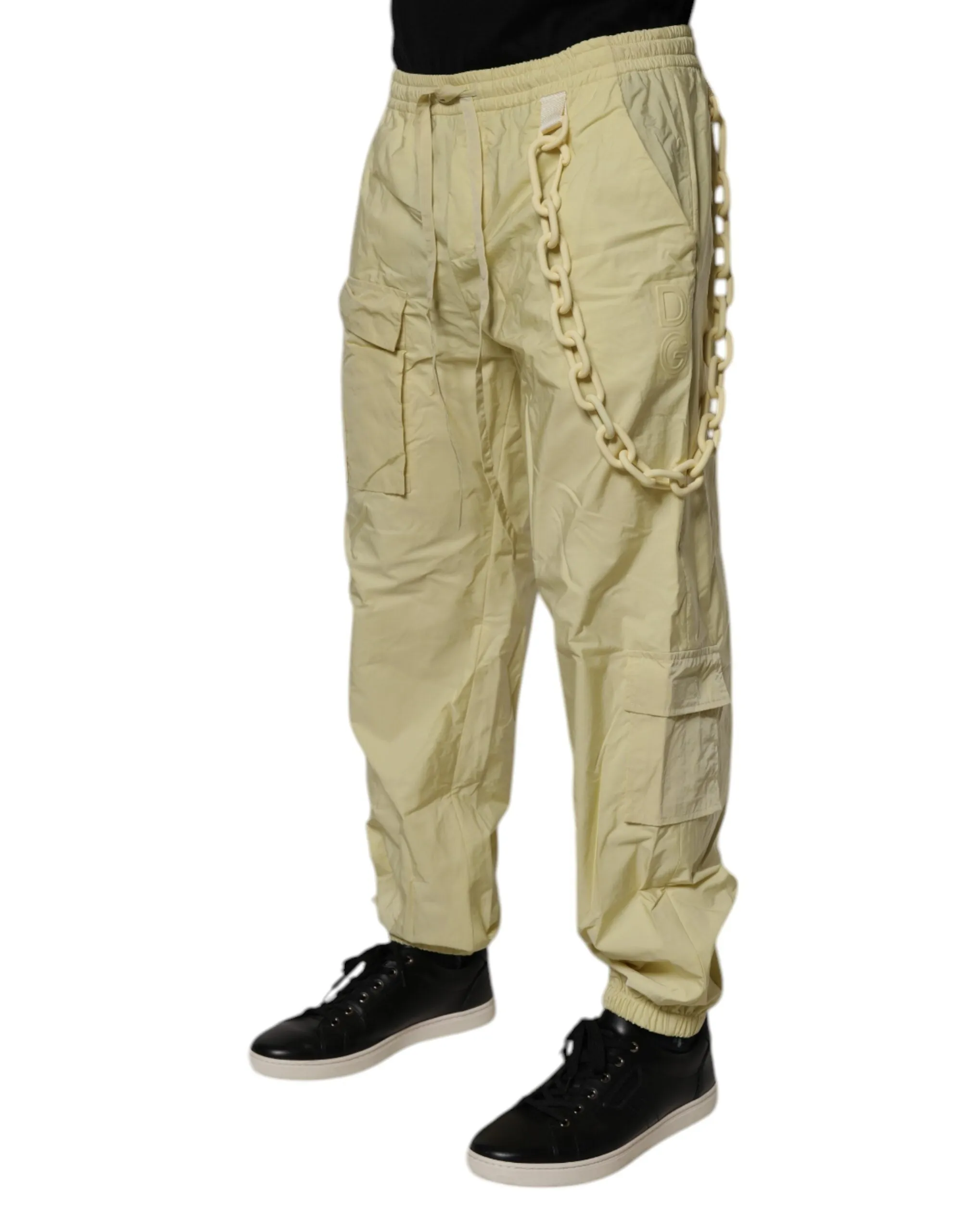 Dolce & Gabbana Nylon Cargo Chain Men Jogger Men's Pants