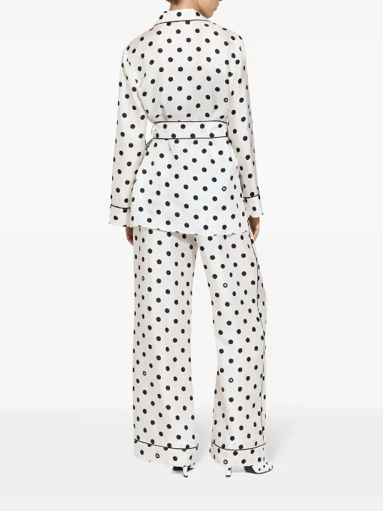 Dolce & Gabbana Silk twill pajama shirt with polka-dot print