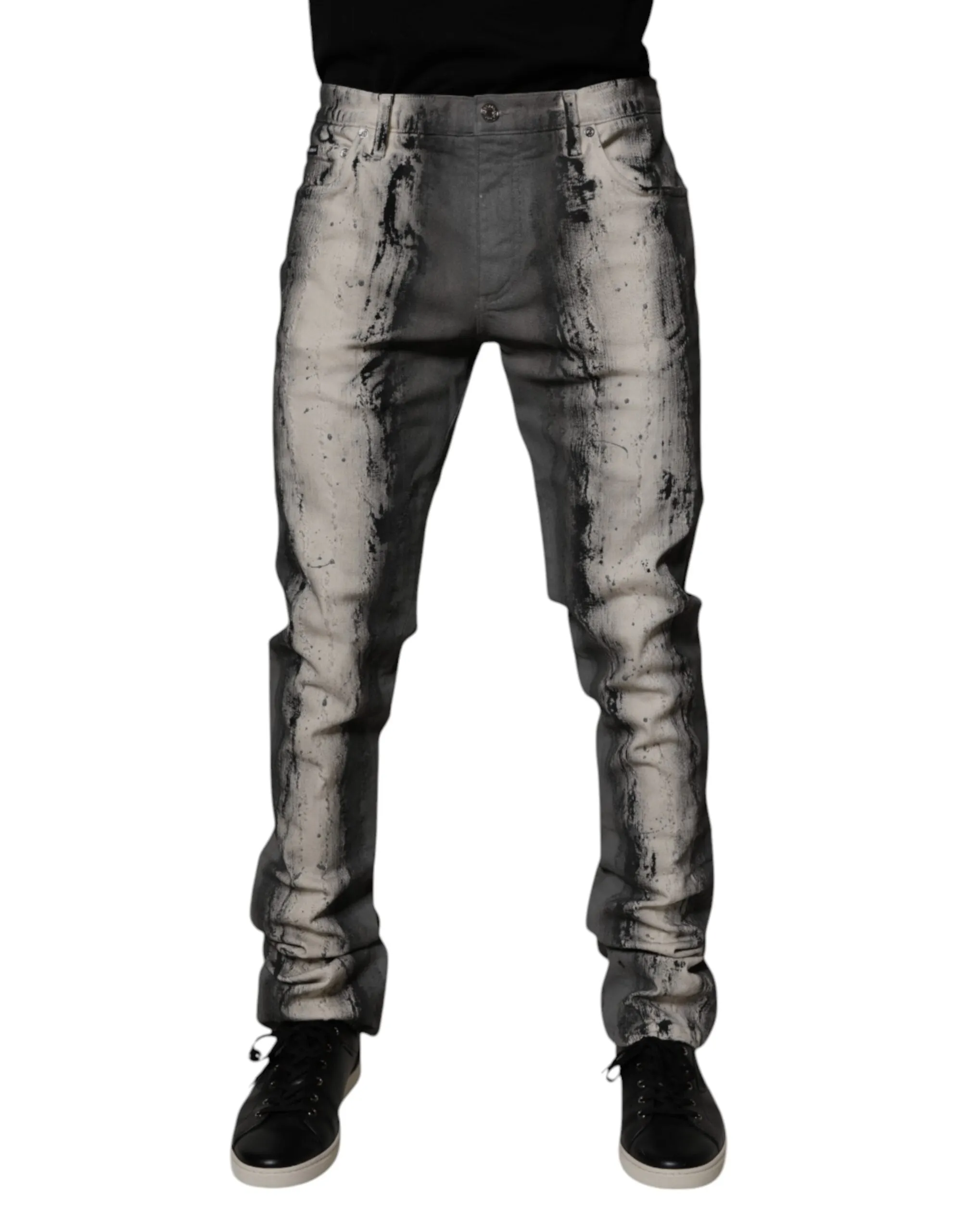 Dolce & Gabbana Tie Dye Cotton Skinny Men blue Men's Jeans