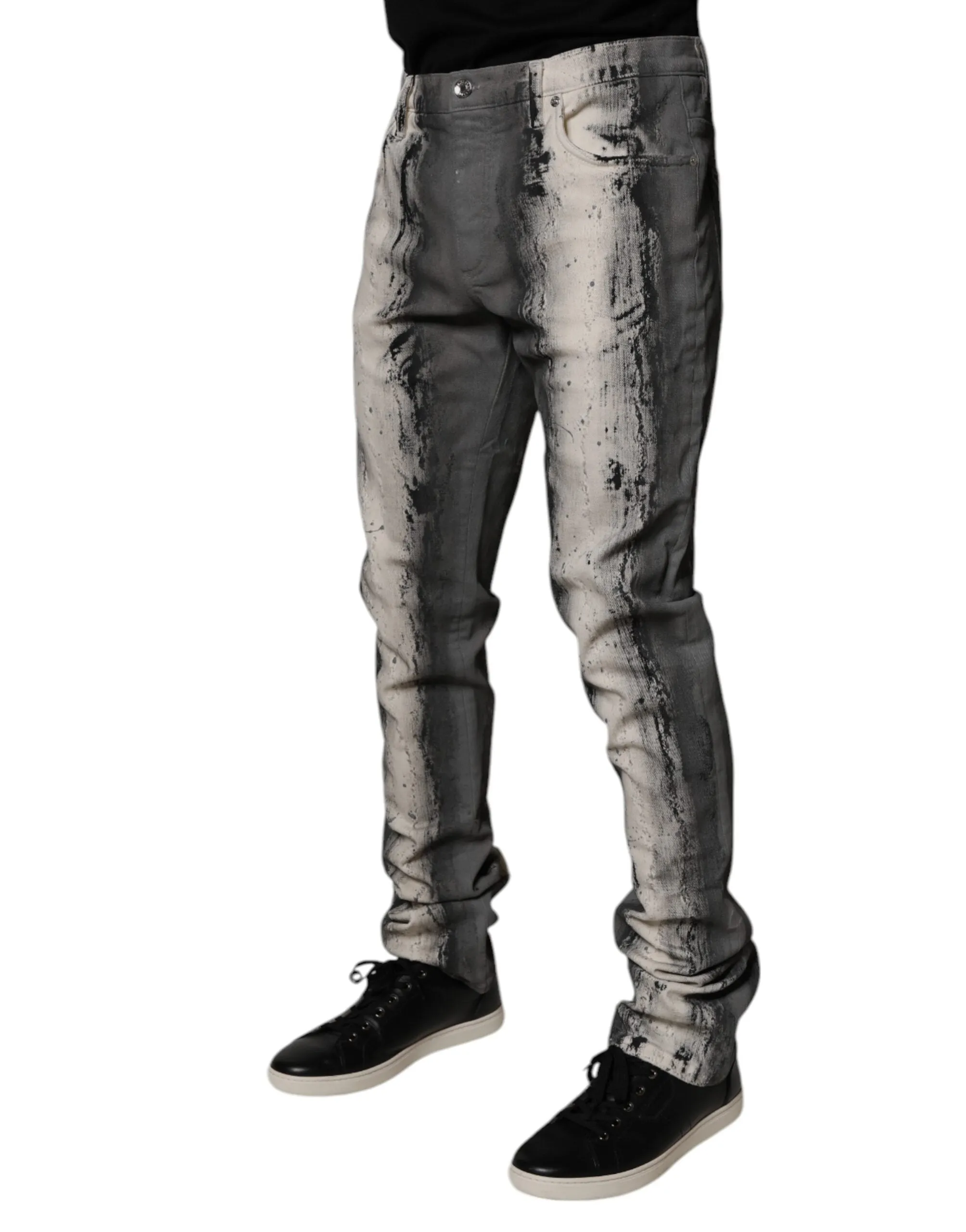 Dolce & Gabbana Tie Dye Cotton Skinny Men blue Men's Jeans