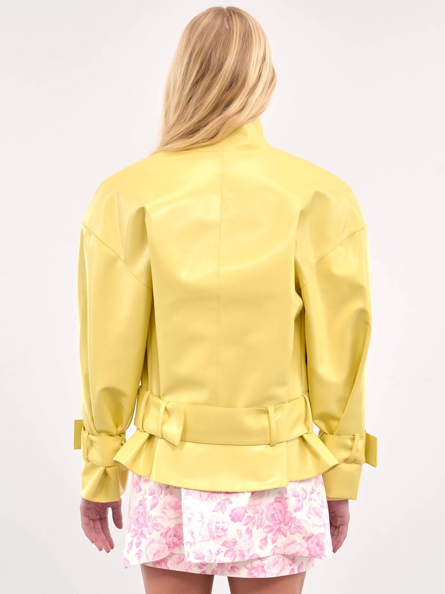 Double-Breasted Leather Jacket (RR403-S-YELLOW)