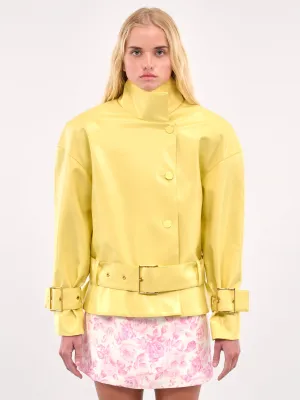 Double-Breasted Leather Jacket (RR403-S-YELLOW)