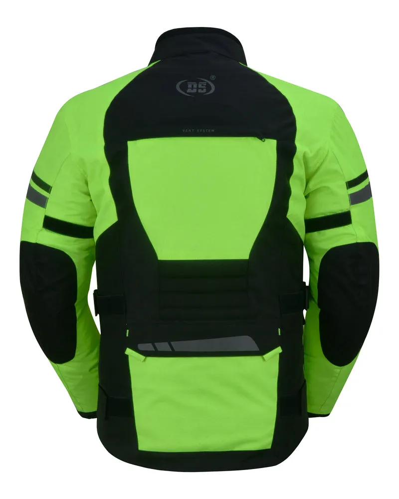 DS 4-Season Hi-Vis Mens Textile Motorycyle Jacket  Waterproof & Ventilated