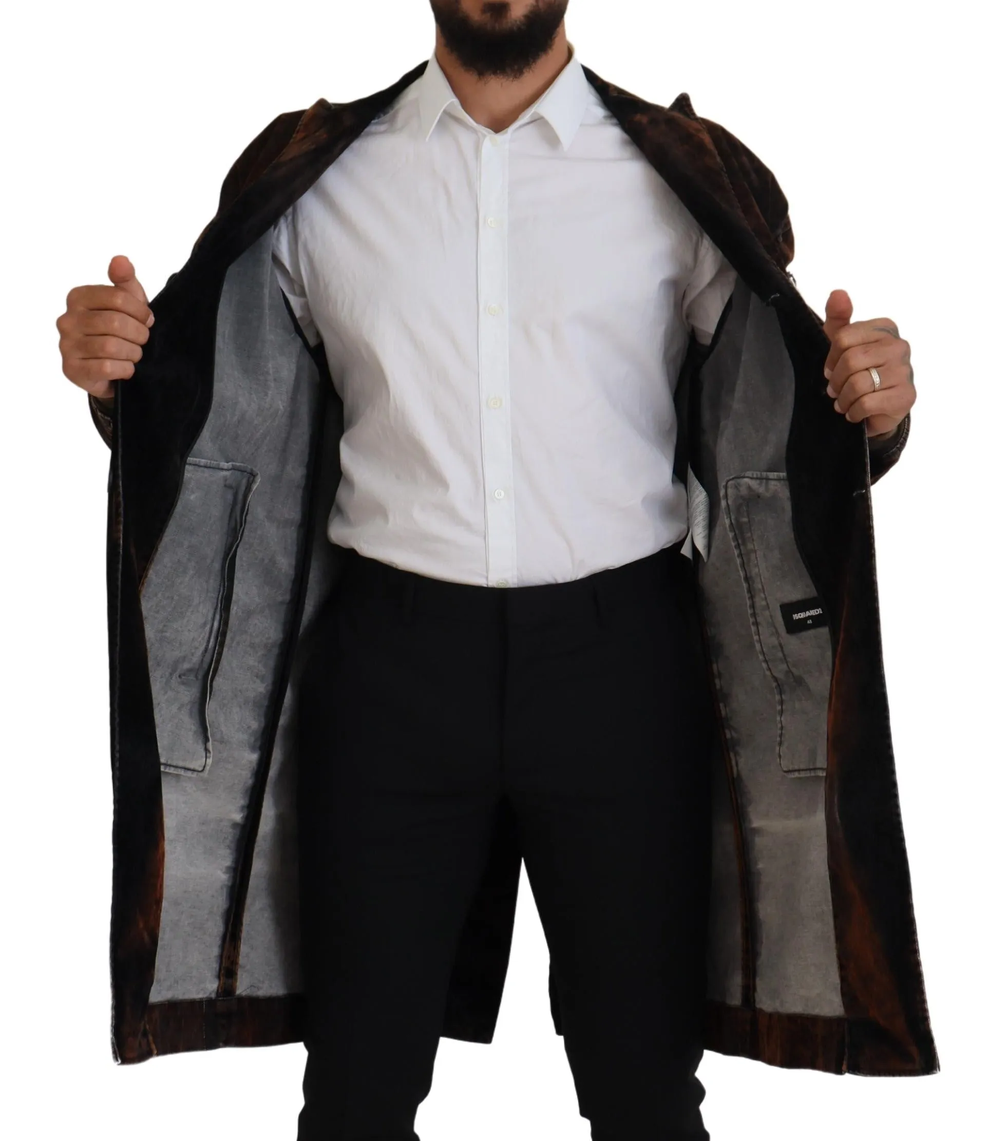 Dsqua²  Full Button Men Long Coat Cotton Men's Jacket