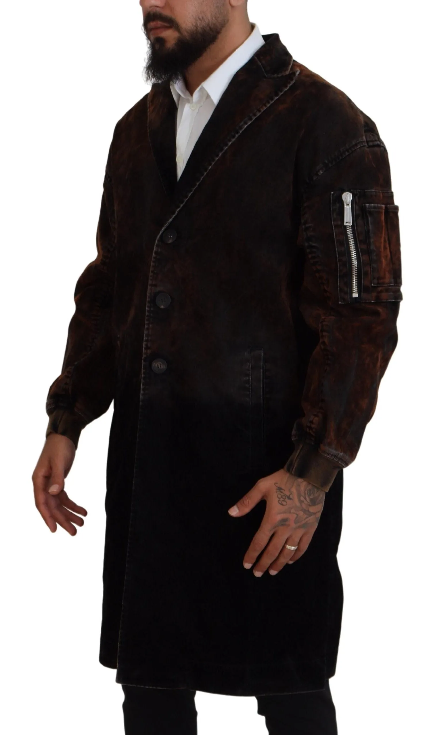 Dsqua²  Full Button Men Long Coat Cotton Men's Jacket