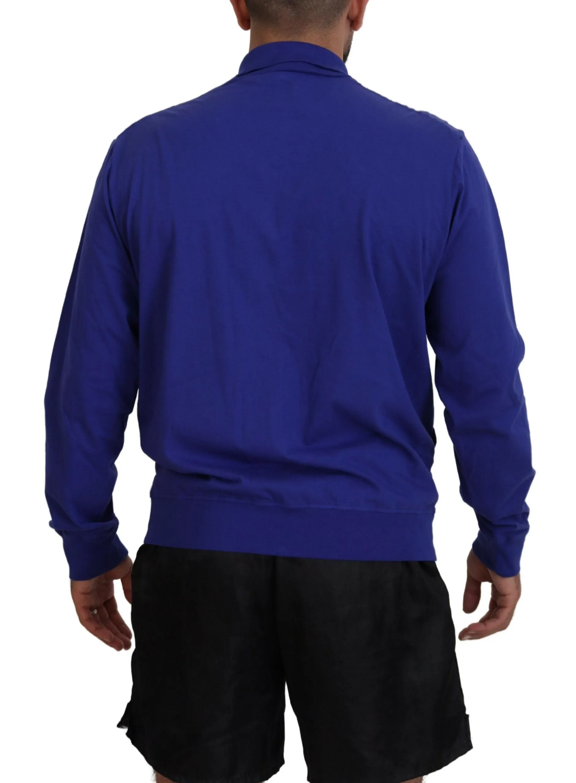 Dsquared² Cotton Printed Collared Men Full Zip Men's Sweater (Pre-Owned)