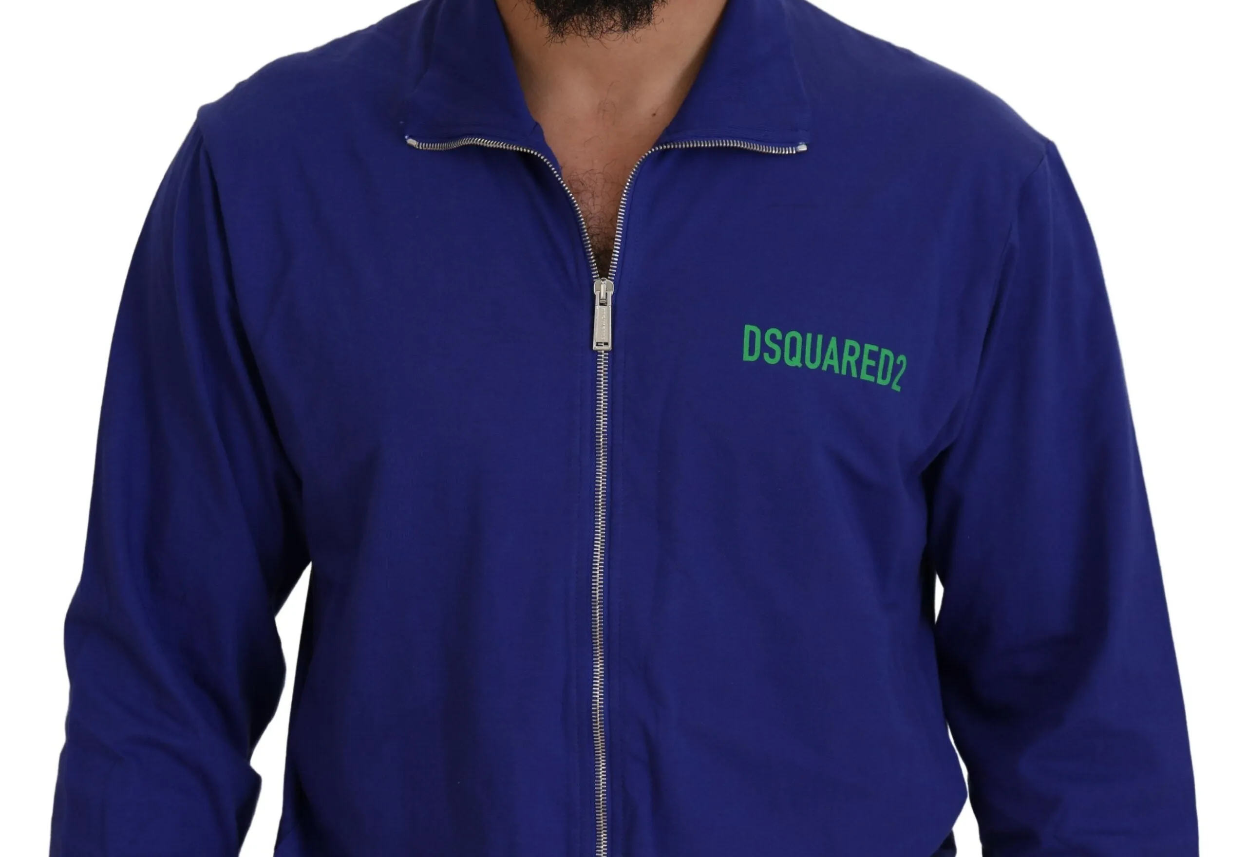Dsquared² Cotton Printed Collared Men Full Zip Men's Sweater (Pre-Owned)
