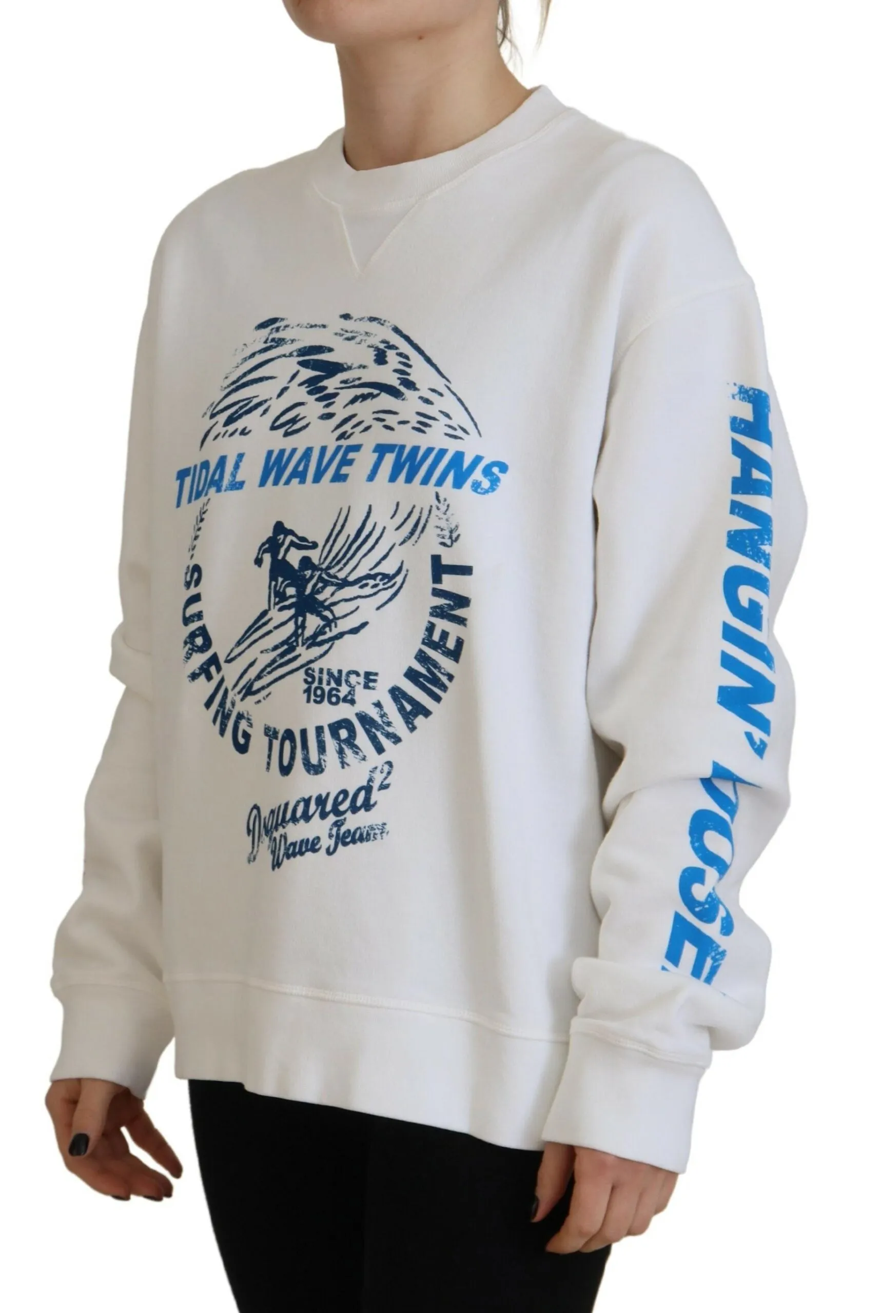 Dsquared² Cotton Printed Women Long Sleeve Women's Sweater (Pre-Owned)