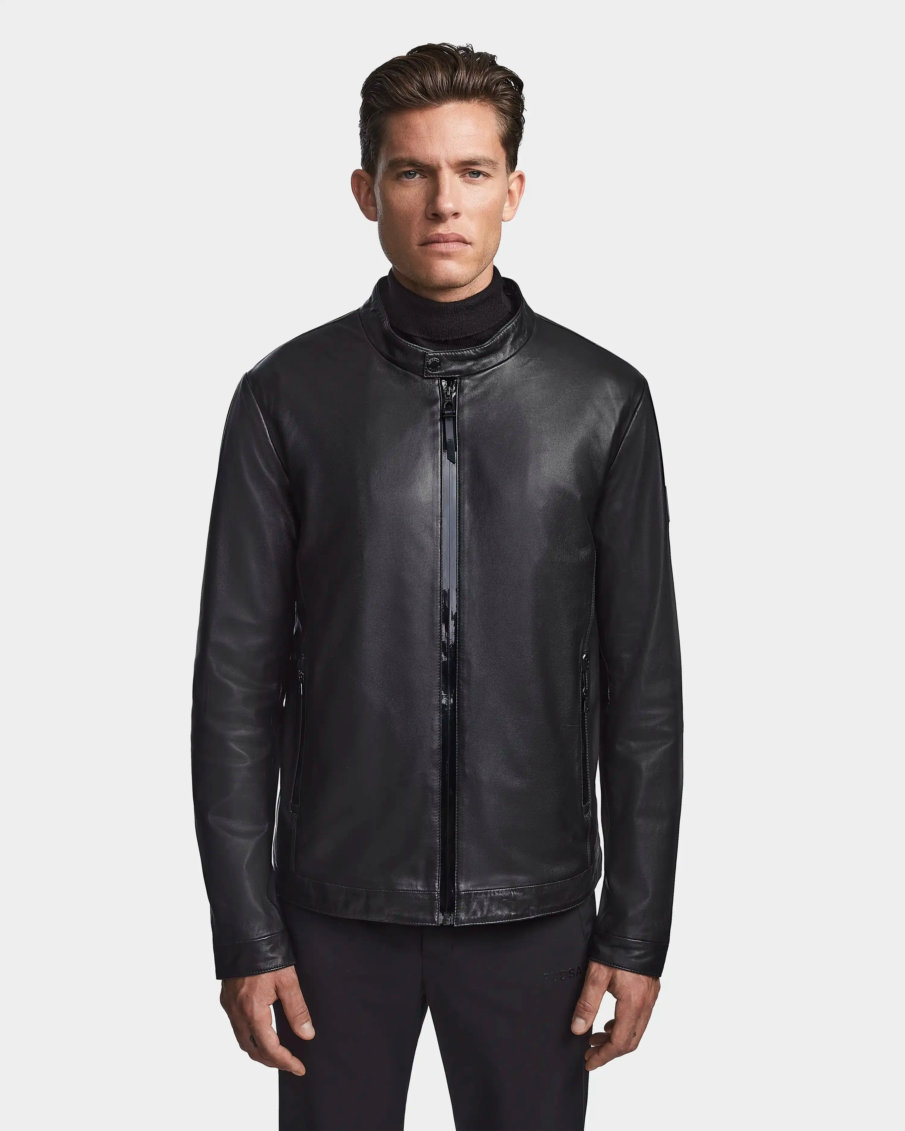 ELON MEN'S LEATHER BIKER JACKET WITH REMOVABLE HOOD