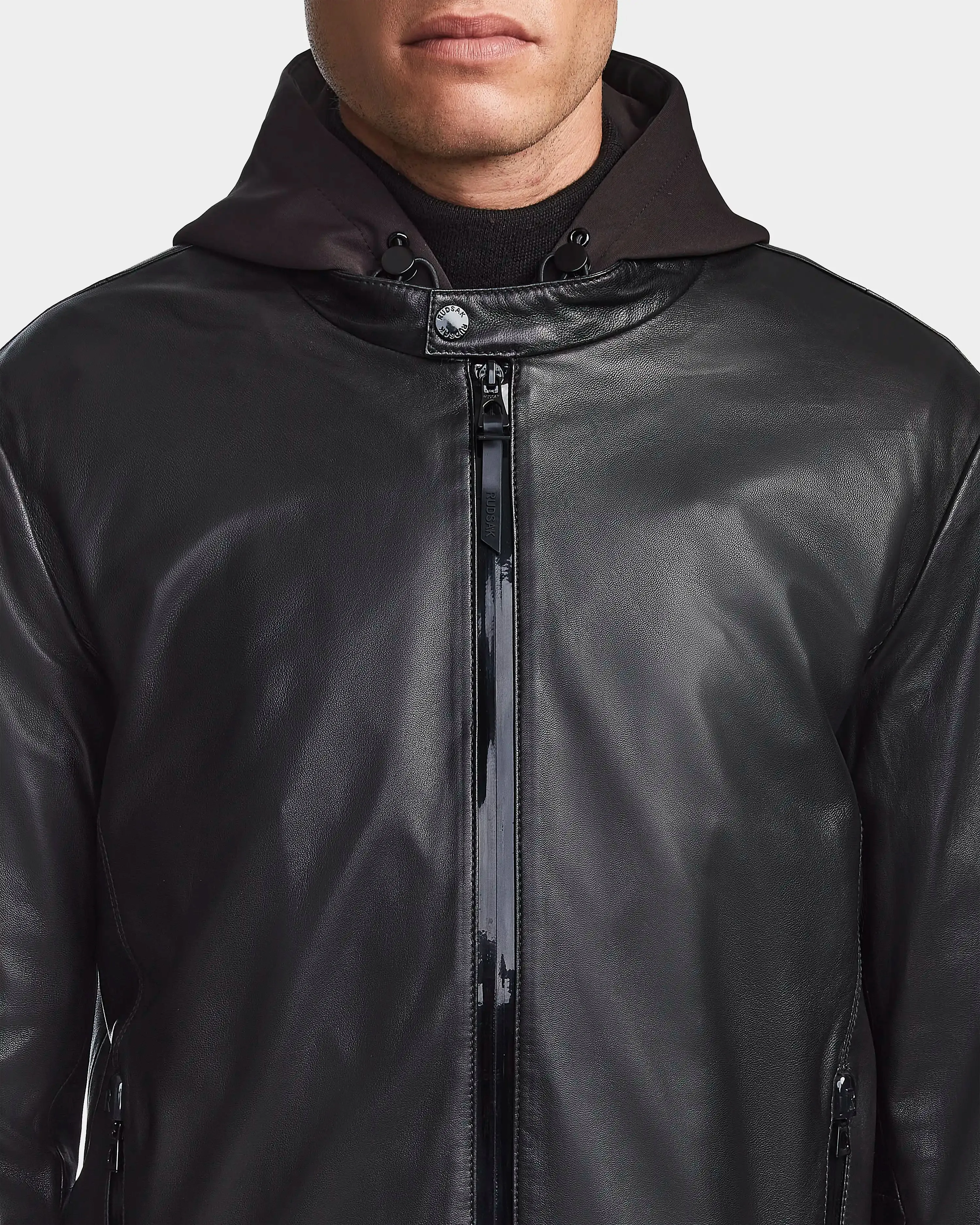 ELON MEN'S LEATHER BIKER JACKET WITH REMOVABLE HOOD