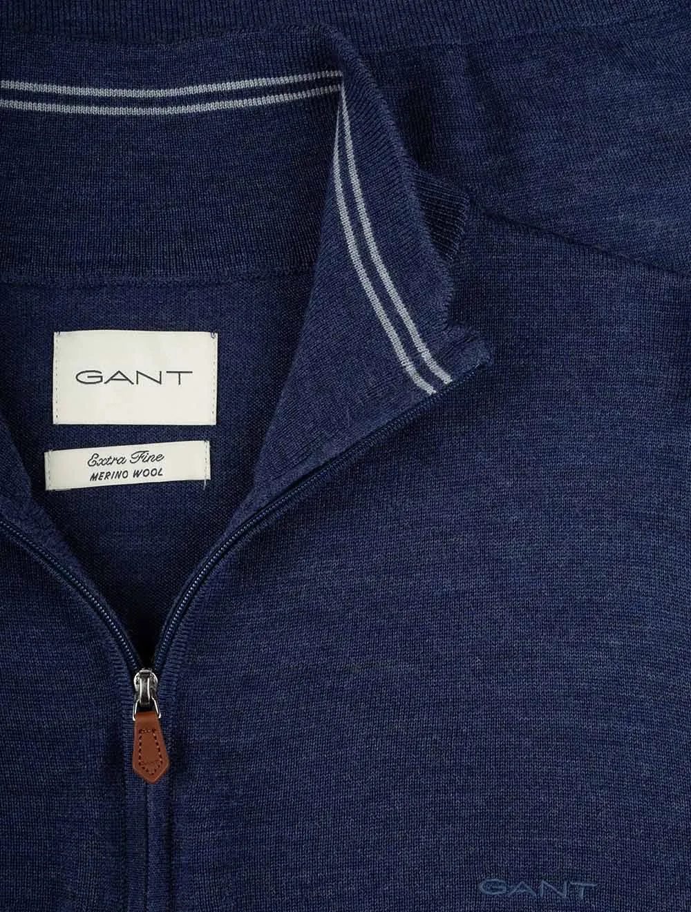 Extra Fine Merino Wool Half Zip Marine Melange