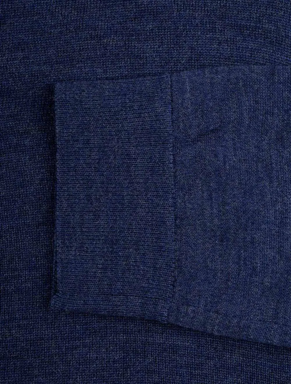 Extra Fine Merino Wool Half Zip Marine Melange