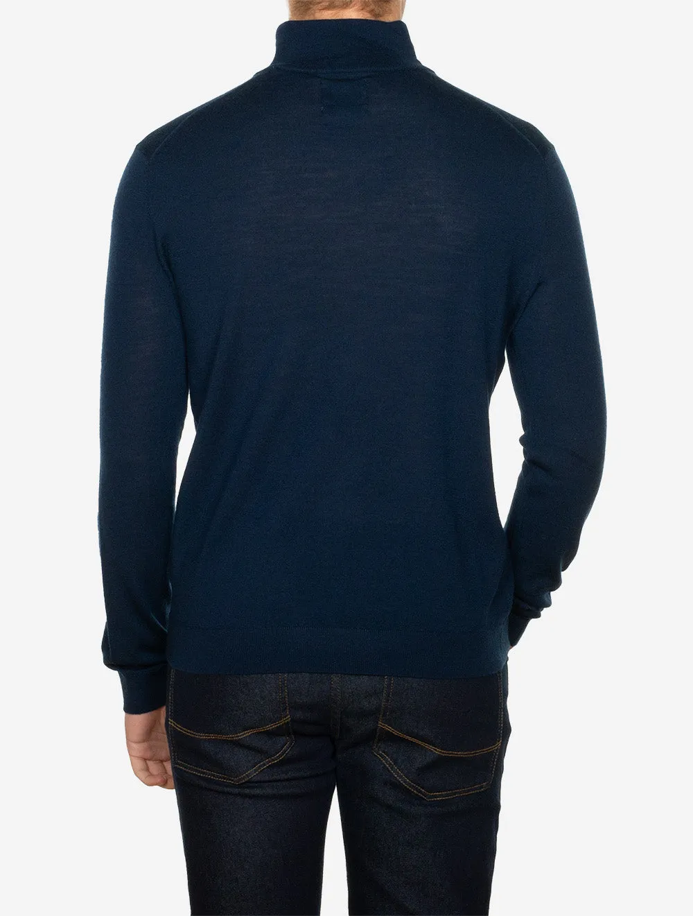 Extra Fine Merino Wool Half Zip Marine