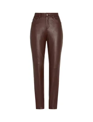 Faux Leather Five Pocket Pant Slg69 In Oxblood