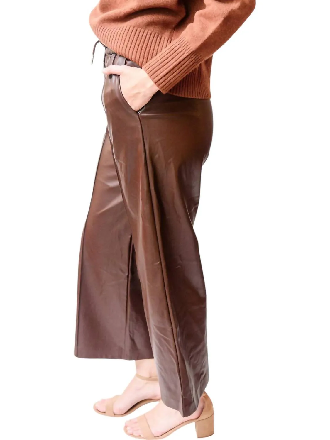 Faux Leather Pants In Chocolate