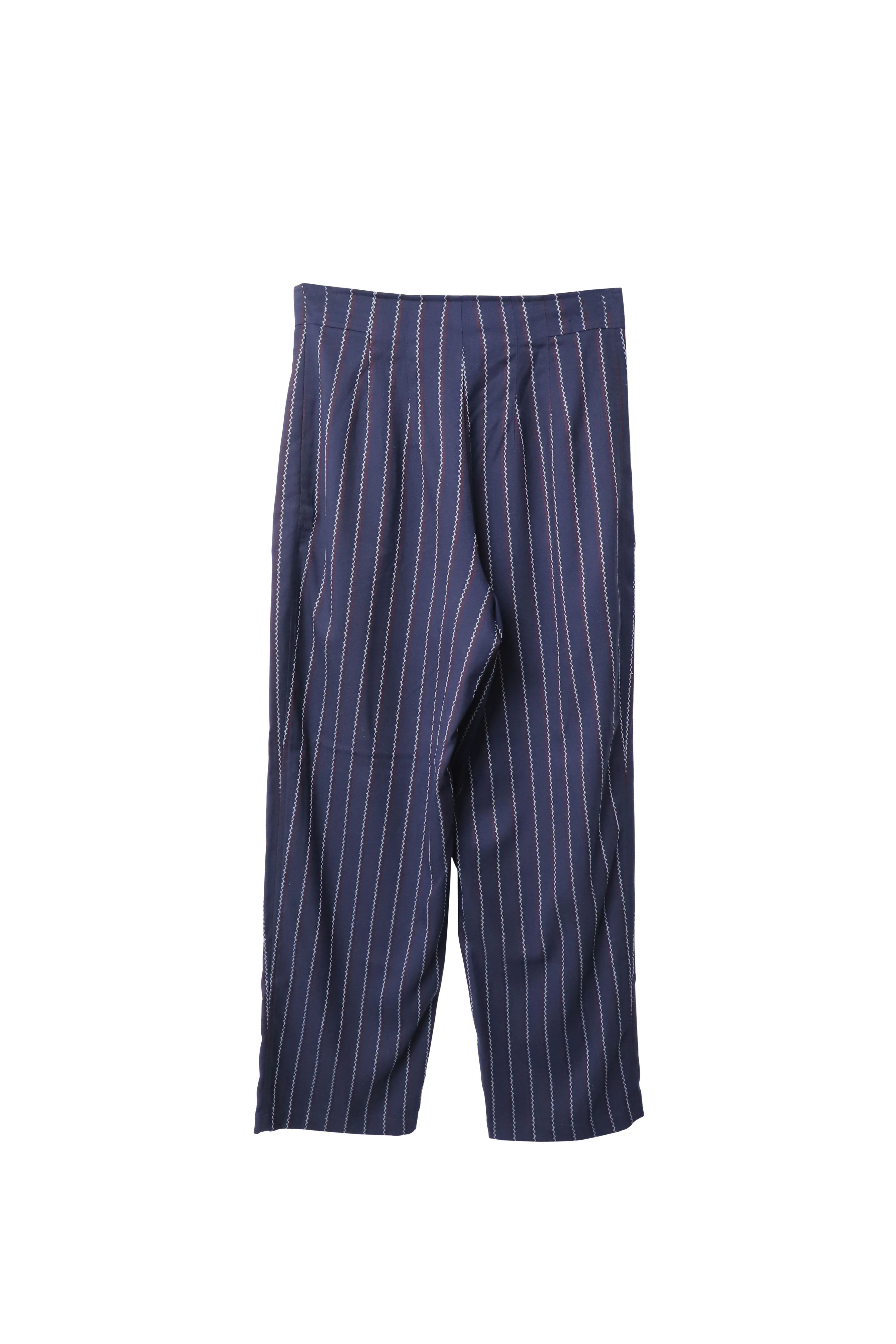 Ganni Pinstripe Wide Leg Pants in Blue Polyester