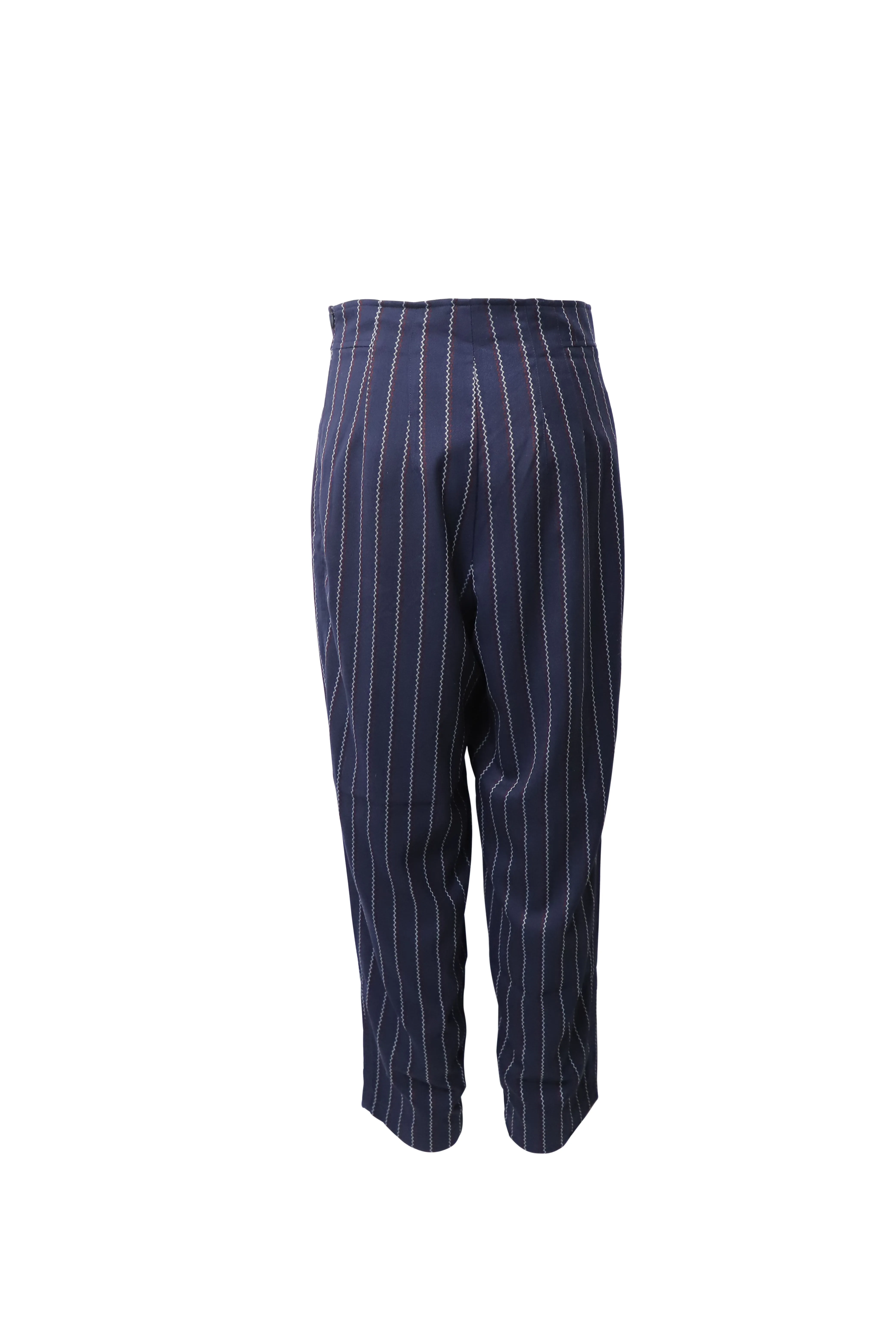 Ganni Pinstripe Wide Leg Pants in Blue Polyester