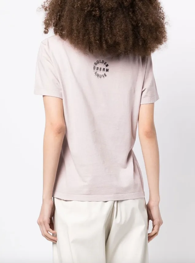 Golden Goose Pale pink T-shirt with lettering on the front