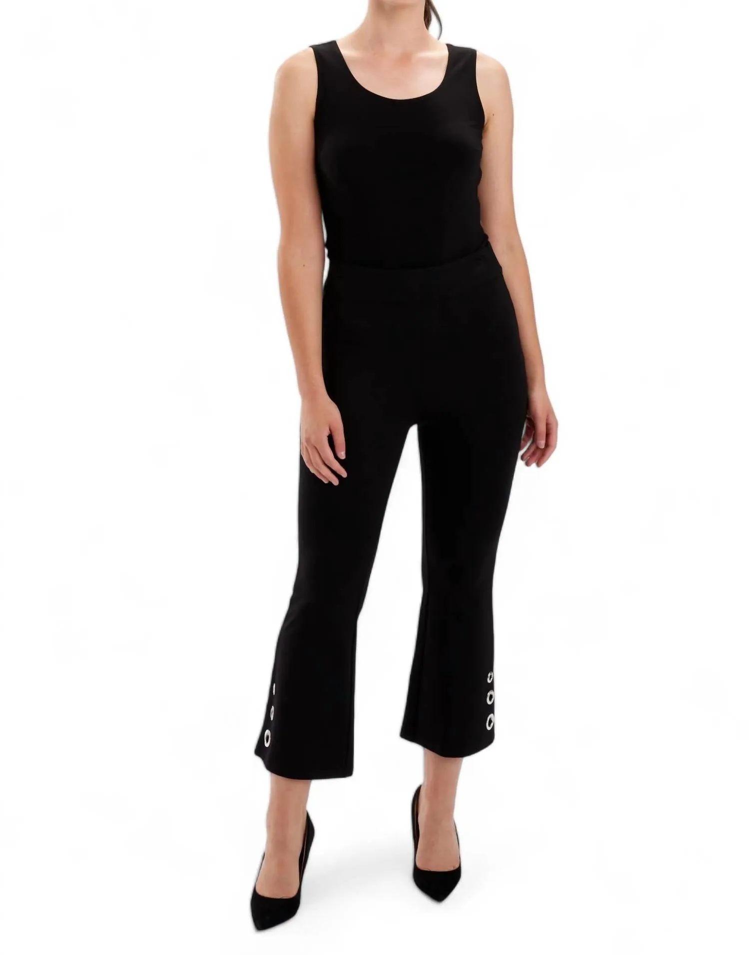 Grommet Detail Pants In Black