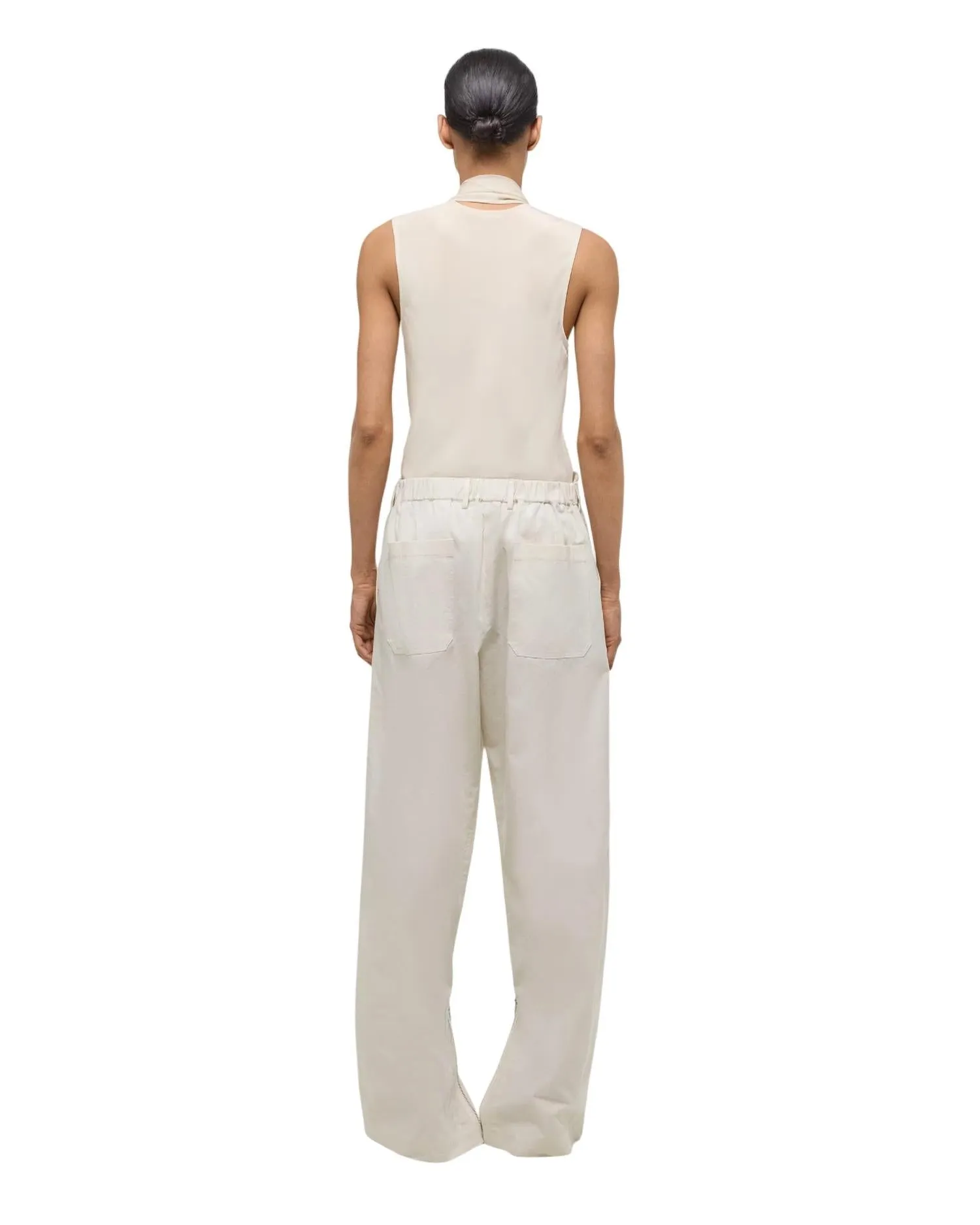 Gusset Wide Leg Pants In Creme