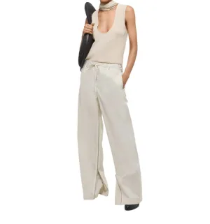 Gusset Wide Leg Pants In Creme