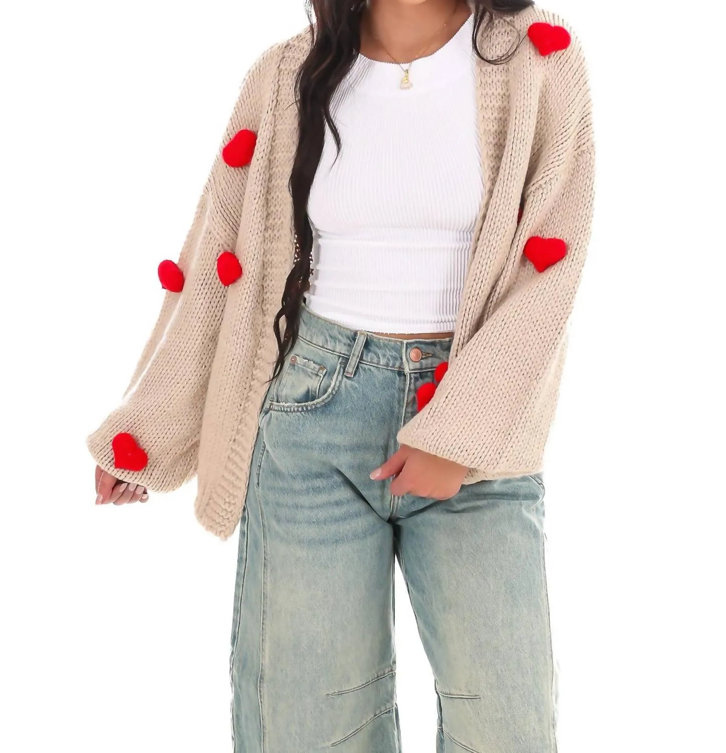 Heartfelt Knit Cardigan In Sand