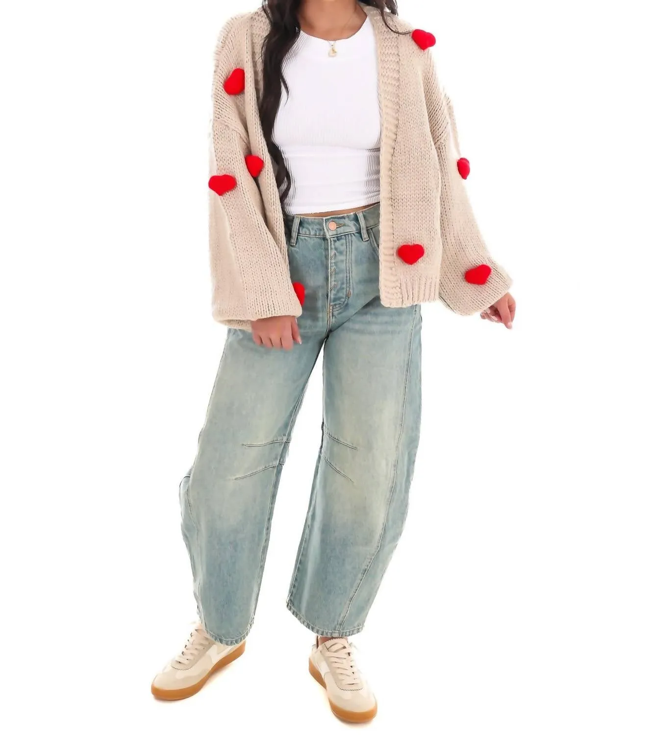Heartfelt Knit Cardigan In Sand