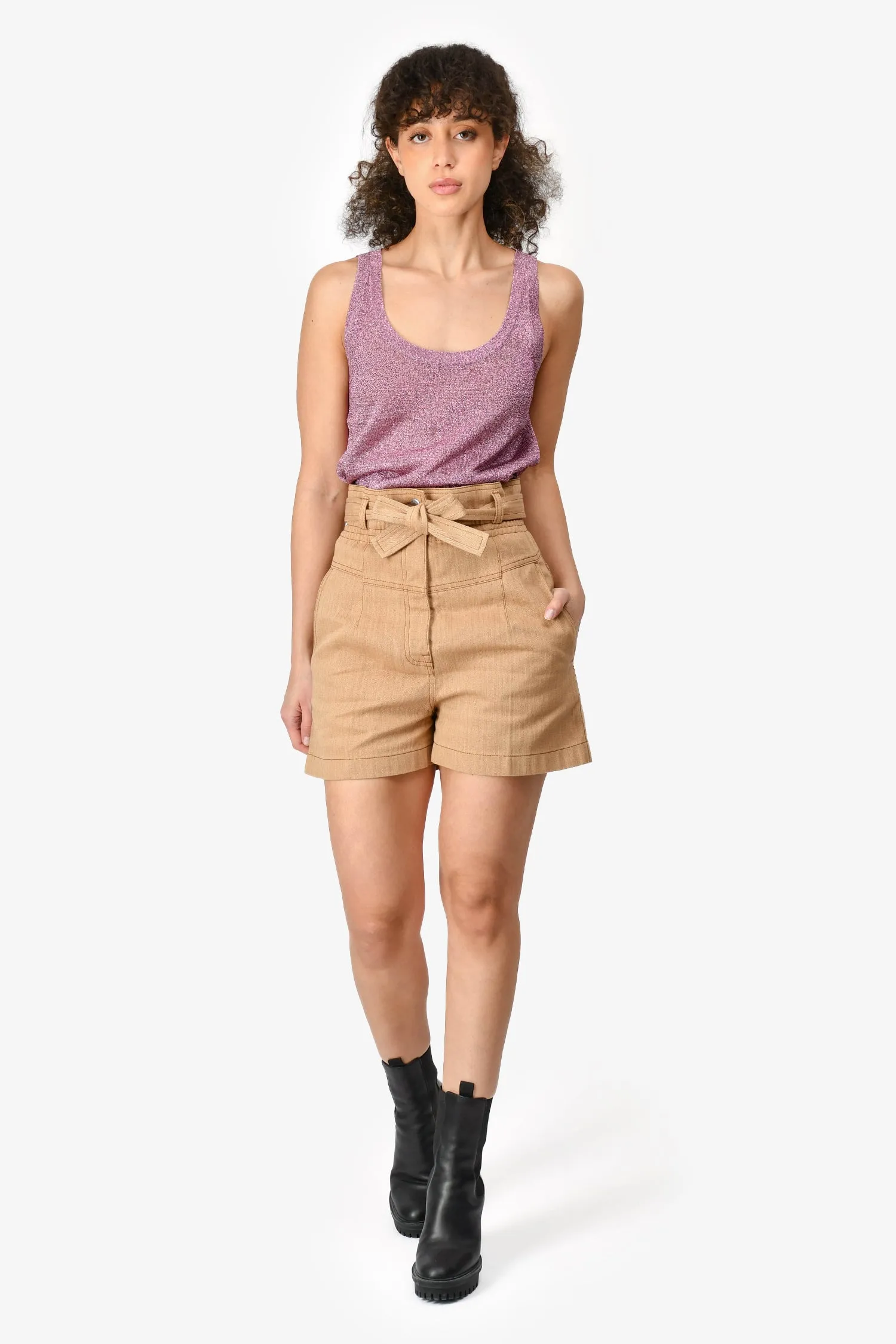 Hermès Brown Khaki Cotton Shorts with Belt Size 34