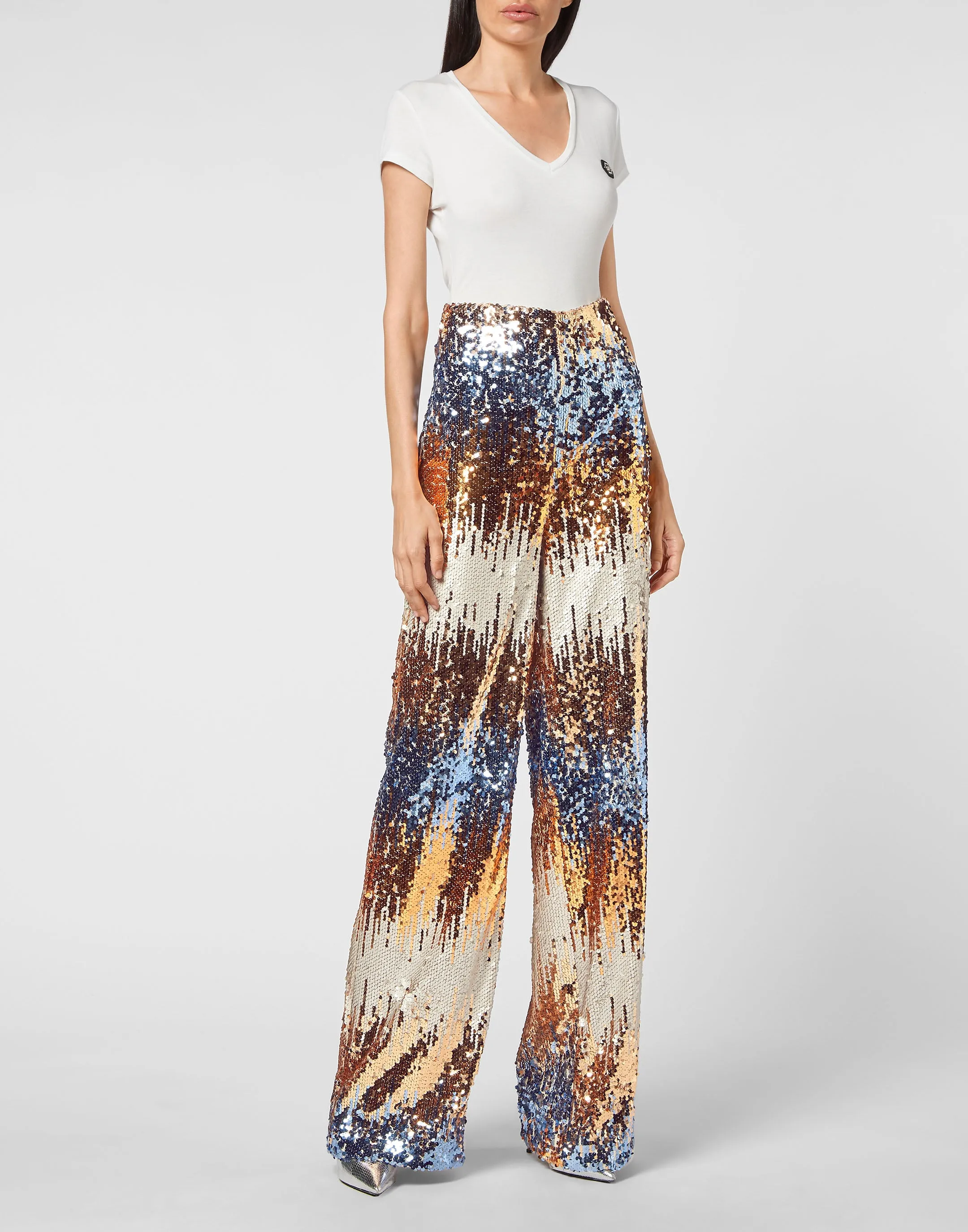 High Waist Trousers Pailletes Gothic Plein