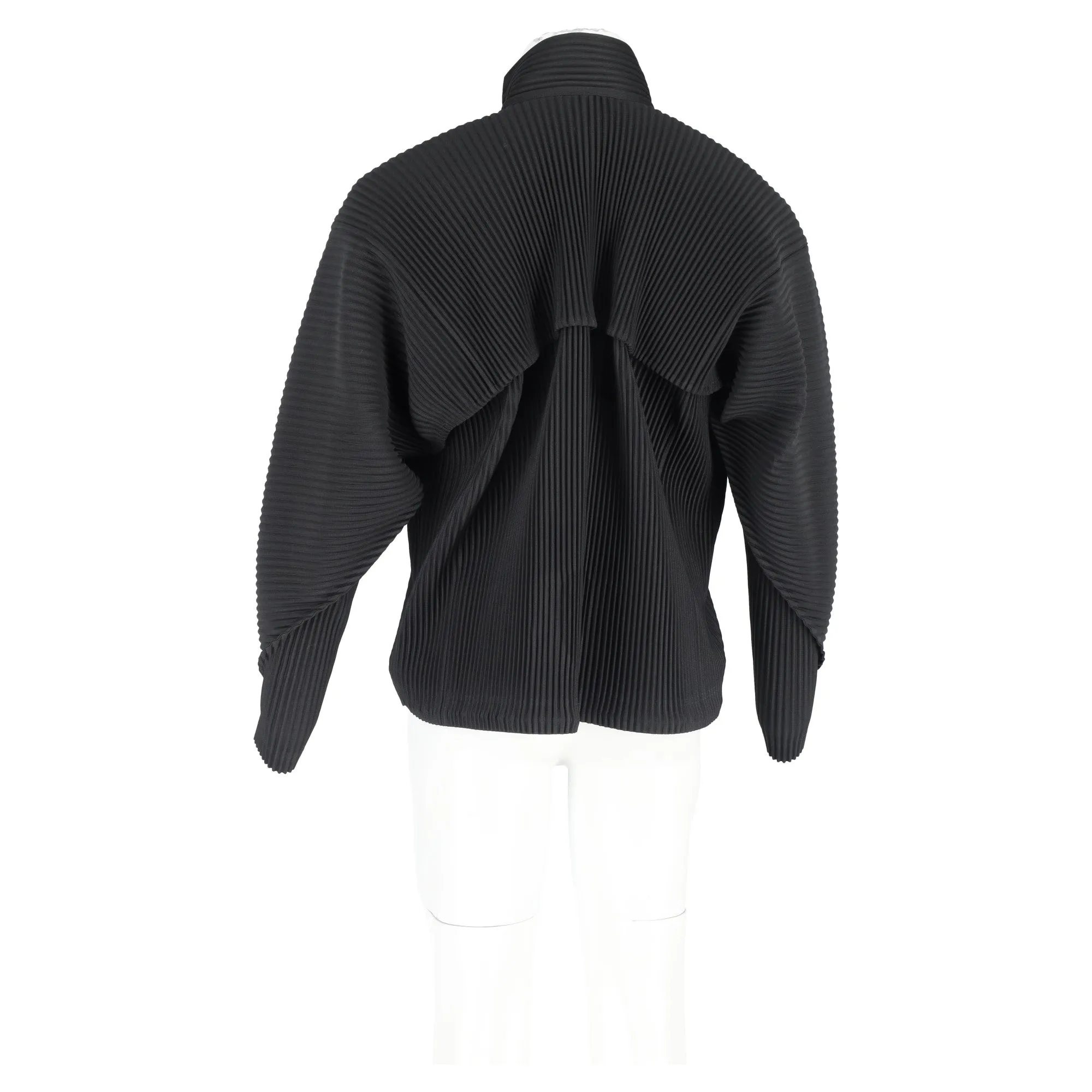 Homme Plissé Pleated Jacket in Black Polyester