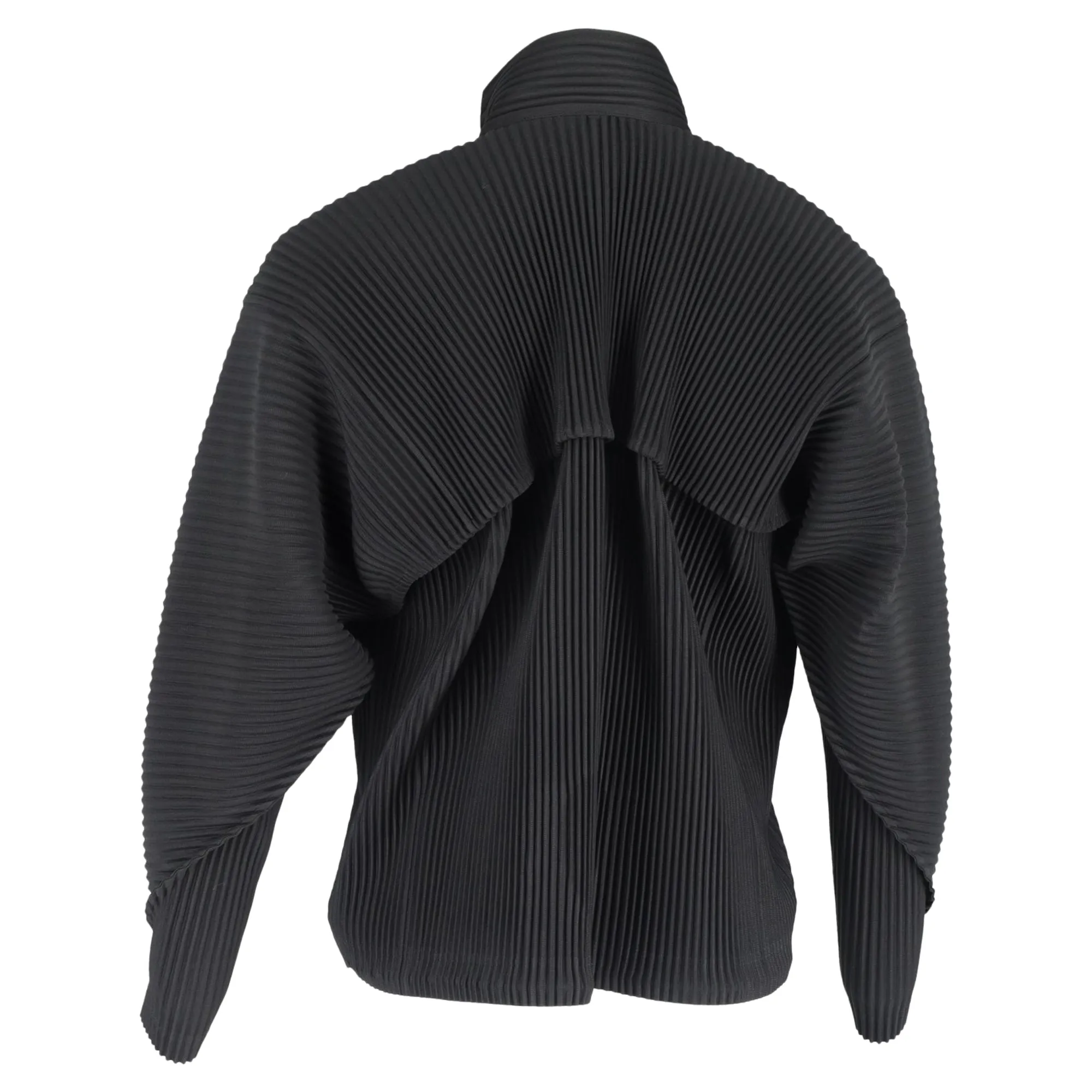 Homme Plissé Pleated Jacket in Black Polyester
