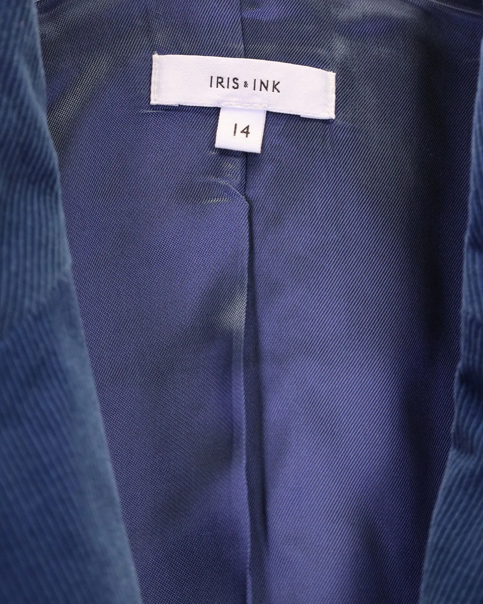 Iris & Ink Velvet Petrol Suit Set in Blue Cotton