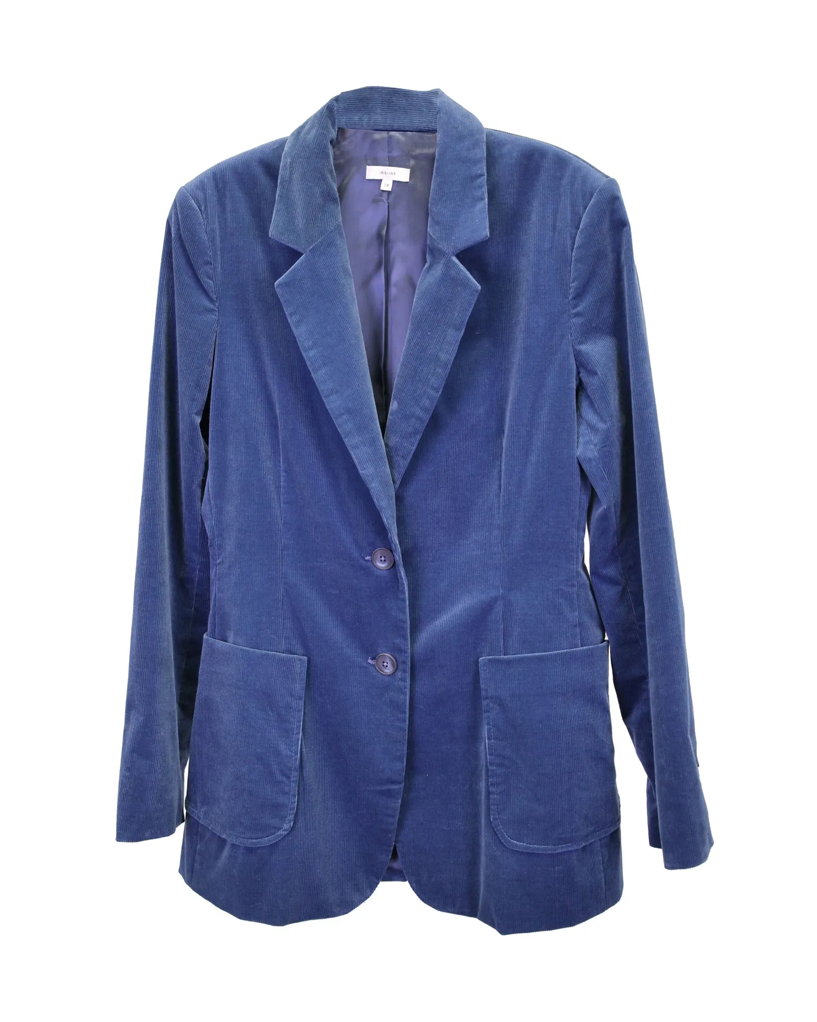 Iris & Ink Velvet Petrol Suit Set in Blue Cotton