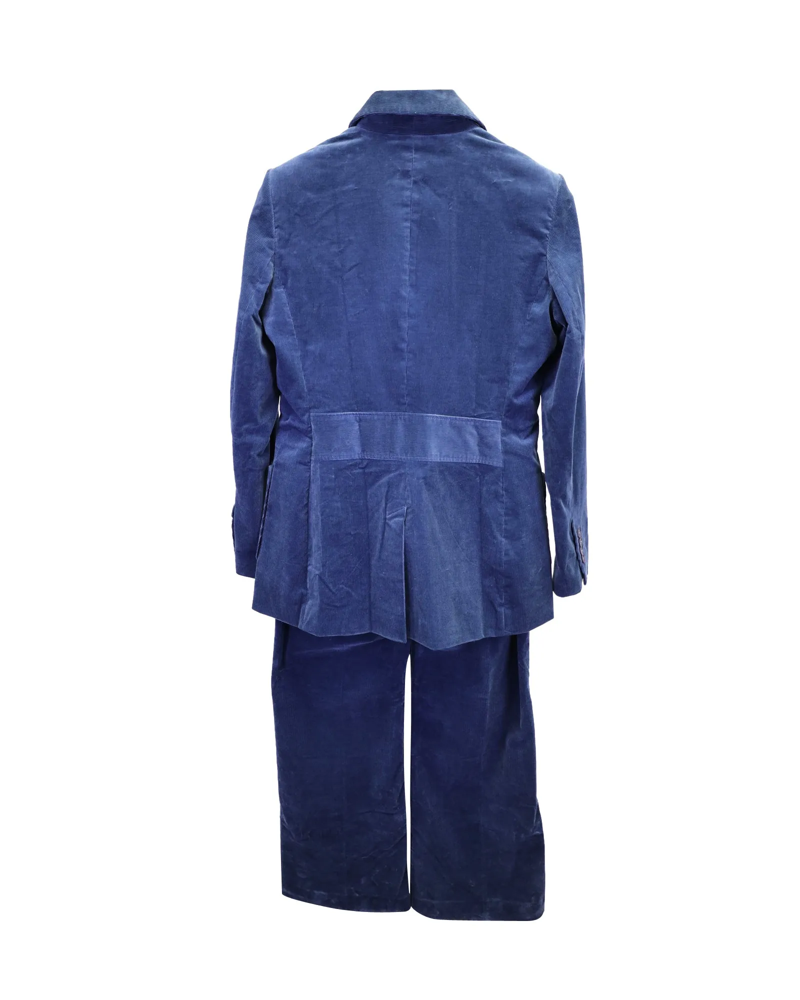 Iris & Ink Velvet Petrol Suit Set in Blue Cotton