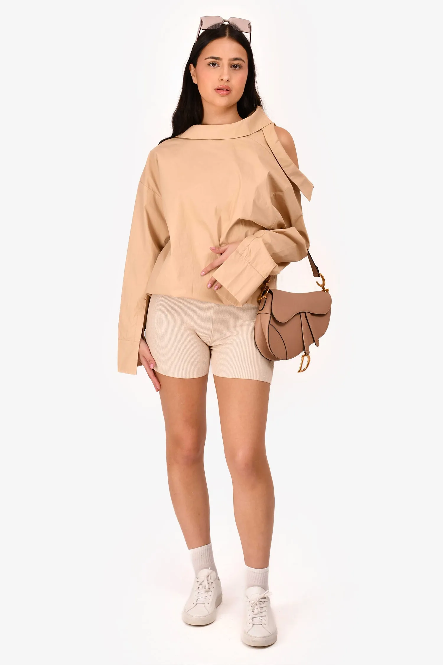 Jacquemus Beige Ribbed Knit Le Short Pralu Logo Charm Shorts Size 36