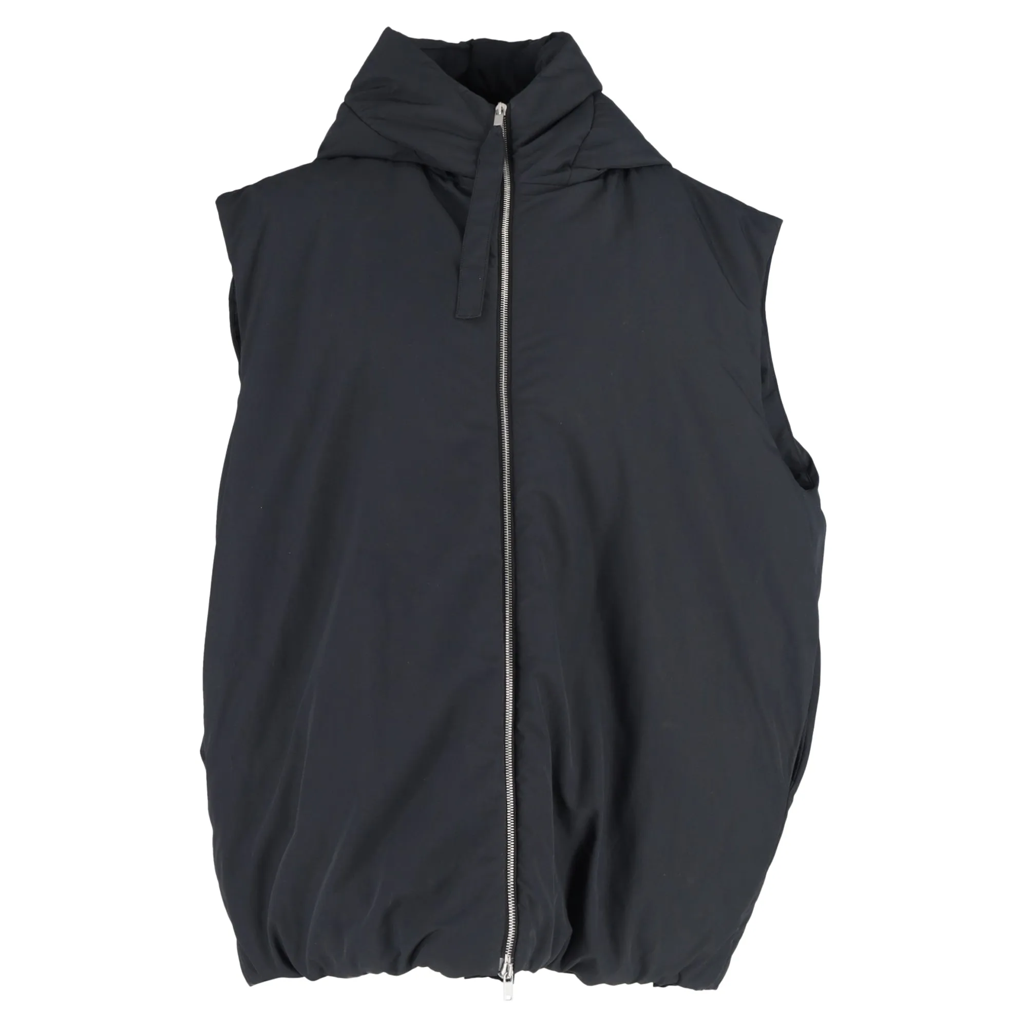 Jil Sander Hooded Down Vest in Black Recycled Polyester